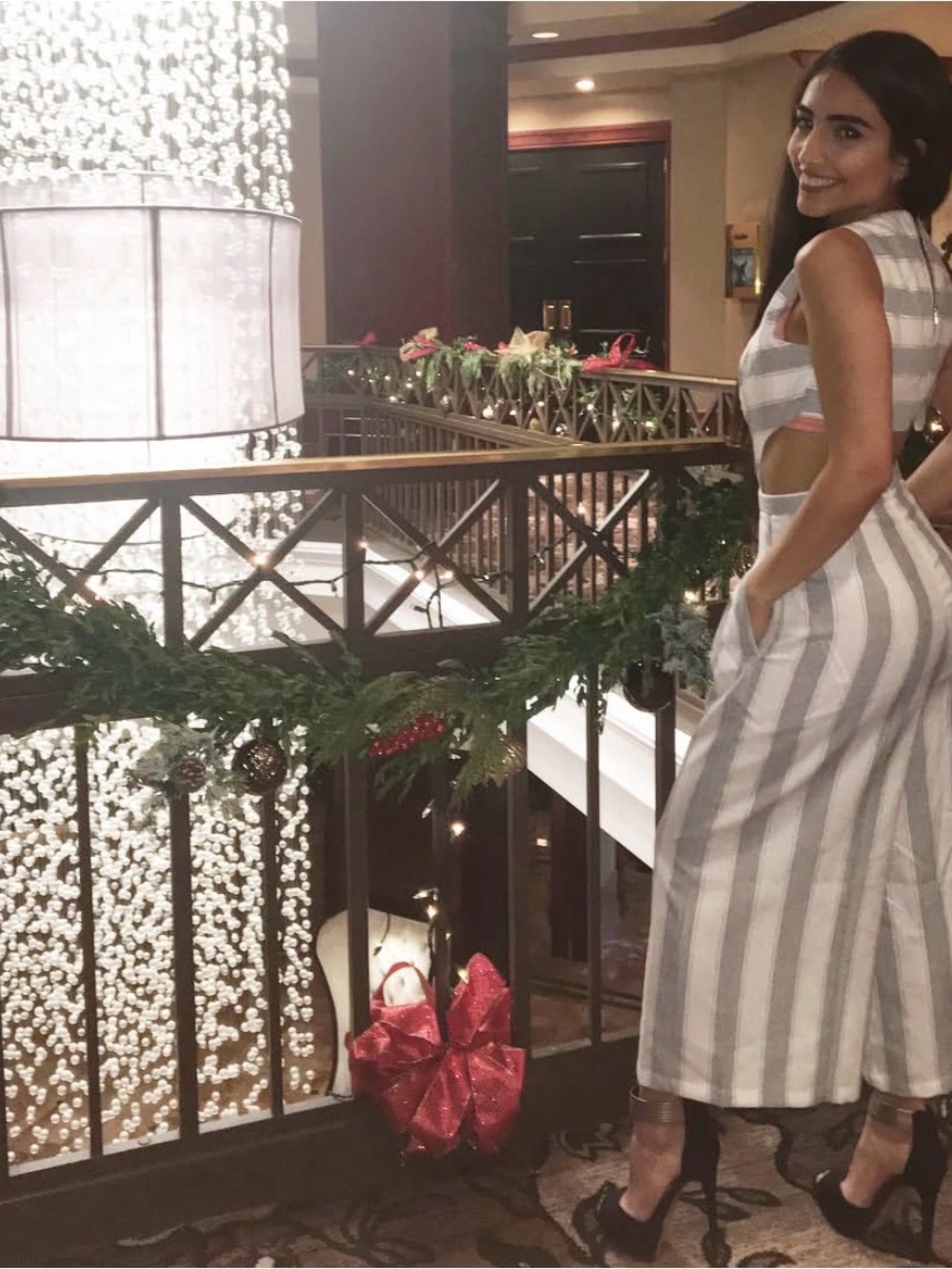Striped Silver White Cutout Jumpsuit